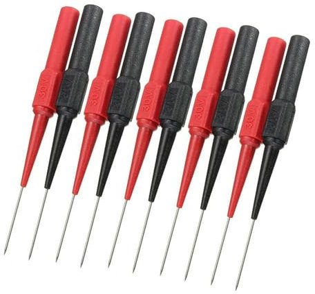 Lot de 10 broches noires et rouges - Échantillon de fil de test - Aiguille de perçage - Multimètre - Pour prise électronique - Test de voiture
