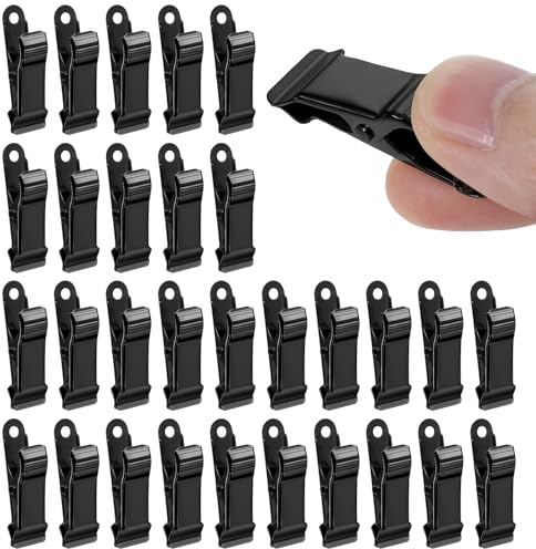 30 mini clip a coccodrillo nere per artigianato, morsetti in metallo da 4,5 x 1,3 cm, robuste clip a molla, clip a coccodrillo da appendere per fili, foto, snack, carta, decorazioni natalizie fai da