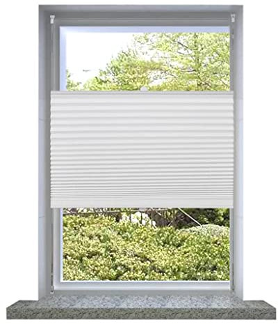 Xichuzi Verdunklungsplissee, Dachfenster Rollo, Sichtschutz Fenster, Fensterrollo, Plissee Verdunklung, Plisseerollo, 100x100 cm Weiß