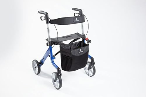 Rehasense Space LX Rollator Bag Seat & Backrest Electric Blue, Medium | Seat Height 55cm | 3 Colours | Lightweight | Foldable | Outdoor Rollator Walker | Height Adjustable 4-wheeled Aluminium