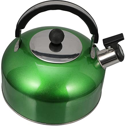Pfeifender Teekessel aus Edelstahl 3l für Induktionsherd Grün | Pfeifkessel mit Ergonomischem Griff, Stabilem Halt, Breiter Anwendung, Kunststoffgriff und Praktischem Deckel