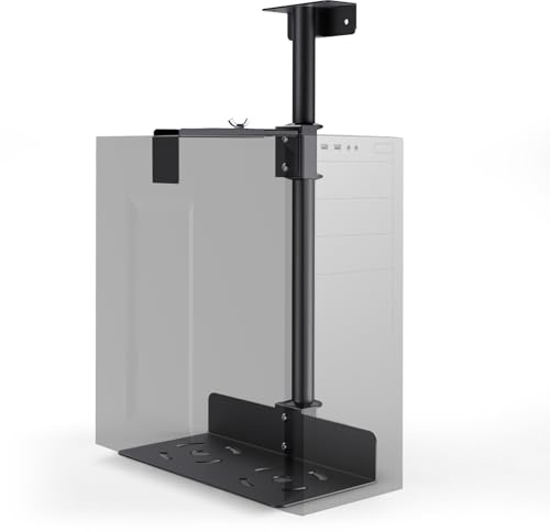 Brolteja PC Halterung Unter Schreibtisch,Computer Aufhängung Halter für Untertisch, Bis zu 25 kg Tragfähigkeit，Höhe Verstellbar 130-230 mm,Flexibler PC Halter für den meisten Hosts
