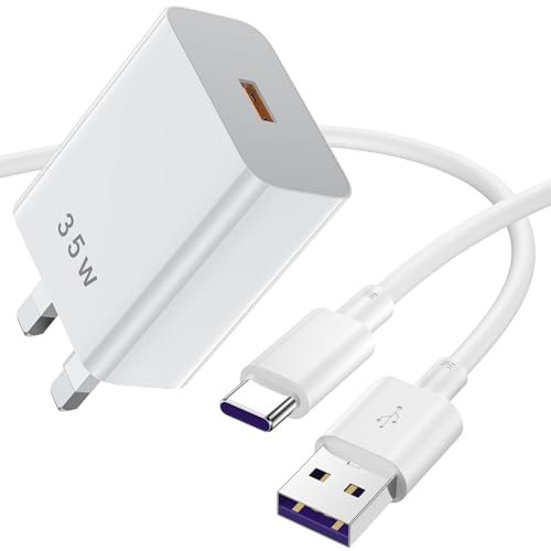 35W Fast Charger Plug for HONOR 400 Smart 5G X6b X6c 200 400 90 Magic6 Lite,SuperCharge Power Adapter UK,1M USB to USB C Cable USB Wall Plug for HONOR 200 90 Smart X7b X6a Pad X9 X9a 8 70 Lite X7c X8c