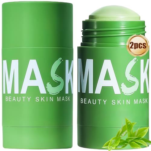 2 PCS – Green Mask Stick, Green Tea Deep Cleanse Mask & Blackhead Remover for All Skin Types, Cleansing Facial Pores, Moisturizing and Oil Control, Men & Women