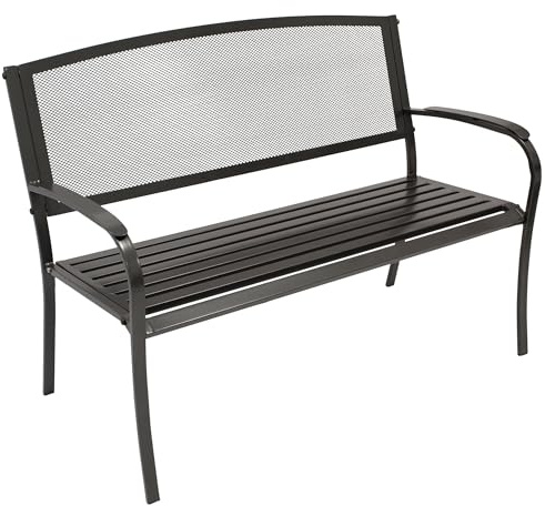 TPFGarden Outdoor Bank Glasgow Premium - Gartenbank 2-Sitzer - Stahlbank - Streckmetall anthrazitgrau