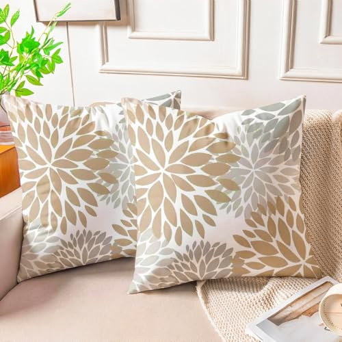 Lot de 2 Housse Coussin Canapé Beige 45 x 45 Housses de Coussin Velours Décoratif Moderne Aesthetic Blanc Taie D'oreiller Decoration pour Chambre Sofa Salon Lit Chaise Maison Jardin Fauteuil Lit