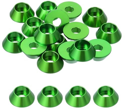 sourcing map Lot de 30 rondelles coniques M6 en aluminium anodisé pour vis RC/FPV/PC/drone/accessoires mécaniques (vert)