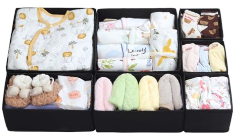 ORLISA Schubladen-Organizer, kompatibel mit Malm Kommode, faltbare Aufbewahrungsboxen für Kleidung, geeignet für Schrank und Wickeltisch, Schwarz, 7 Stück