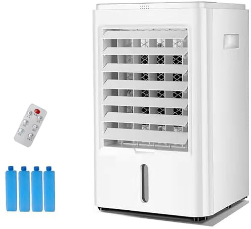 Enfriador de aire evaporativo portátil con control remoto, tanque de agua grande, múltiples velocidades, amplia oscilación, función de temporizador, ideal para refrigeración de dormitorio sin ventana