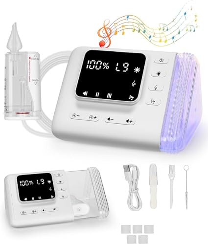 PAHTTO Aspirateur nasal bébé électrique avec 9 niveaux d'aspiration, musique et lumière, aspirateur nasal rechargeable aspirateur nasal bébé aspirateur rechargeable