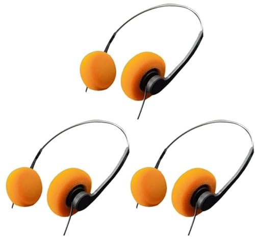 3 cuffie over-ear retrò, vintage Feelings, cuffie con ferretto, leggere e retrò, cuffie stereo Hi-Fi, per la maggior parte dei telefoni cellulari e Pevices (arancione)