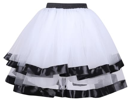 Sizoer Jupe Short Femme Carnaval Plissée Court Petticoat Mini Tutu Jupe A-Ligne Couleur Unie Jupes en Tulle Ballerine Rétro Adulte Party Skirt Soirée Multicolore Ballerine Petticoat Dresses