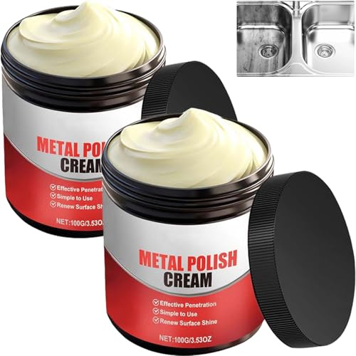 Crema di lucidatura per metalli antiruggine,pasta lucidante per acciaio inossidabile cromato, ripristina la lucentezza, detergente per metalli elimina i graffi sulle auto, utensili da cucina (2 pezzi)
