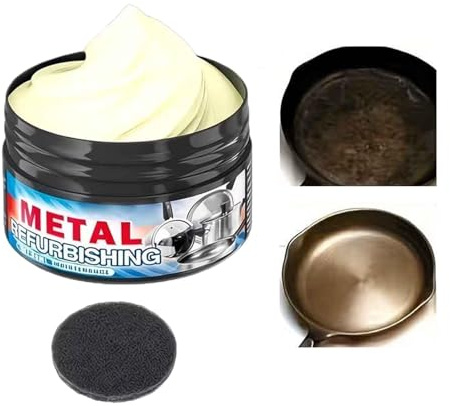 Detergente per Pentole in Acciaio Inossidabile,Pasta Lucidante per Stoviglie Metalliche,Detergente Rinnovatore per Piani Cottura - per Pentole Padelle Fornelli Lavelli Cucina Bagno Appartamento Grigli