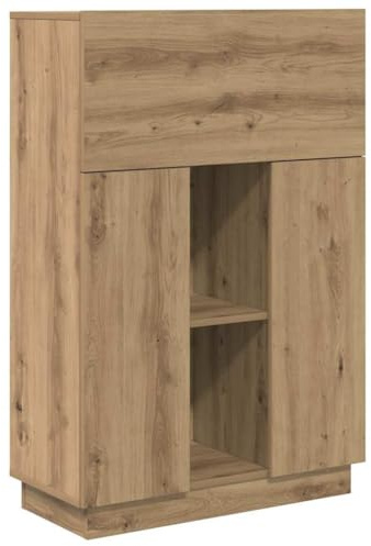 HETFTJN Bureau Informatique avec Rangement Chêne Artisanal, Table de Travail Compacte Secrétaire en Bois d'Ingénierie pour Salon Chambre et Bureau, 71,5 x 31,5 x 106,5 cm
