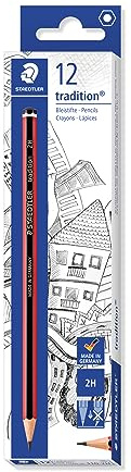 STAEDTLER Tradition 110 Drawing Pencils – 2H, 12 Pack | Break-resistant pencil, hard 2H grade for fine technical lines – FSC wood – Art.-Nr. 110-2H