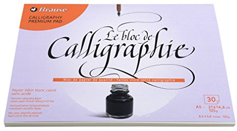 Brause 96438B - Un bloc encollé de calligraphie 30 feuilles vélin blanc cassé 14,8x21 cm 125g