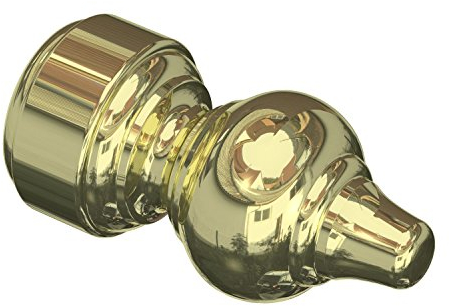 Flairdeco Endstücke für 28 mm Ø Gardinenstange, Rillenform, Plastik, Messing-Glanz, 2 Stück