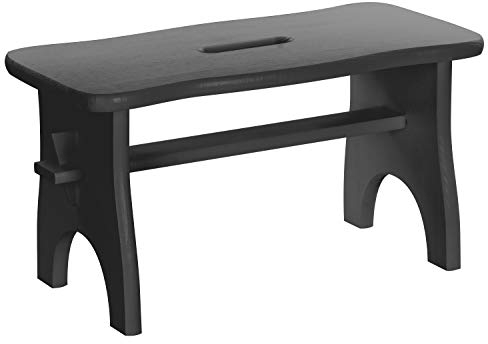LAUBLUST Fußbank Holz Schwarz - ca. 38 x 19 x 21 cm, 100% Kiefer Massivholz FSC® - Fußstütze mit Griffmulde