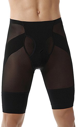 GUOCU Pantalones Cortos de Deporte Moldeador con Hombre Ropa Interior Reductora Faja Moldeadora Reductora Adelgazante Cinturón Adelgazante Abdominal Negro XL