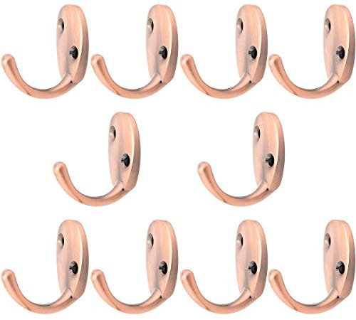 ULIFESTAR Lot de 10 crochets muraux vintage pour manteaux, écharpes, sacs, serviettes, clés, chapeaux, tasses, vis métalliques incluses Red Copper