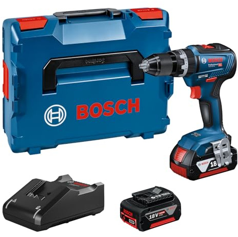 Bosch Professional 18V System Cordless Combi Drill GSB 18V-55 (incl. 2X ProCORE18V 4.0Ah Batteries, Charger 18V-40, L-BOXX 136)
