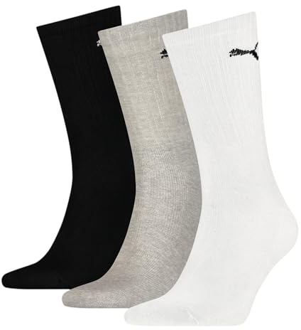PUMA Mixte Crew Chaussettes,Blanc / Gris / Noir,43-46