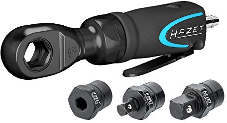 HAZET Mini Multifunktions-Ratschenschrauber 9023M-1 – 1/4″, 3/8″ Vierkant & 1/4″ Sechskant – 400 U/min, 54 Nm, kompakt, vibrationsarm, Abluftführung im Griff
