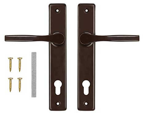 ADGO Lot de 72 poignées de porte gauche et droite - En aluminium - Acier galvanisé - Une poignée pour une serrure étroite sur une longue plaque peinte (marron)