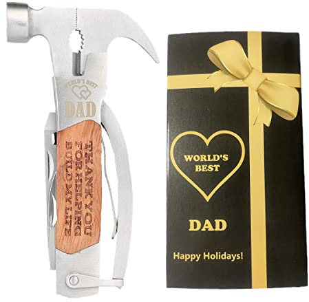 Father's Day Present from Daughter, Son and Kids - Best Dad Ever Hammer Multitool and Pliers Camping Gear Tools with Gift-Boxed
