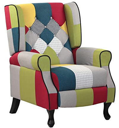 Brigros WeHome - Poltrona Relax Reclinabile Con Seduta Ergonomica In Tessuto, Poltrona Letto, Schienale Regolabile, Poltrona Reclinabile Per Arredo Salotto, Soggiorno e Ufficio (Patchwork, Patchwork)