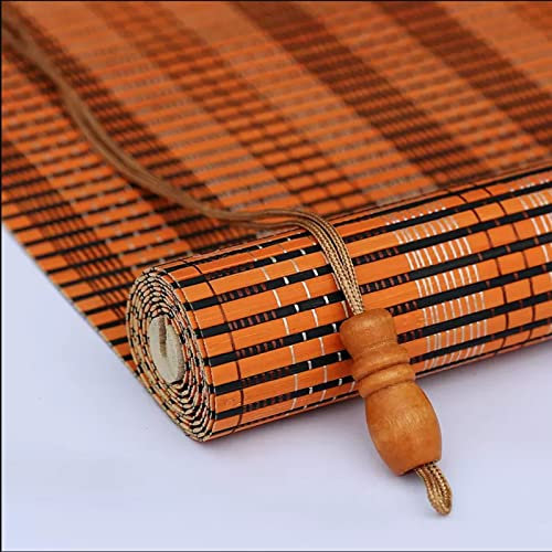 DUYULIANG Blind Bambus Rollos Bambusrollo Outdoor, Rollo Bambus In Natur, Fenster Rollo Jalousien Aus Bambus, Sonnenschutz Mit Zubehör Pflegen, Orange, Blau, Grün