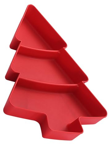 Luxshiny Christmas Snack Appetizer Trays Christmas Tree Shape Dessert Serving Dishes Charcuterie Board Reusable Reusable Plastic Divided Appetizer Serving Tray Tree Shaped Plates Sushi Dish Red