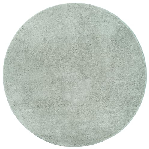 the carpet Relax – Superweiches Badezimmerteppich, Flauschige Badematte in Felloptik, rutschfest & Waschbar (30°C), Ultra Soft Badvorleger Anti-Rutsch für Bad & WC, Grün, 120 x 120 cm Rund
