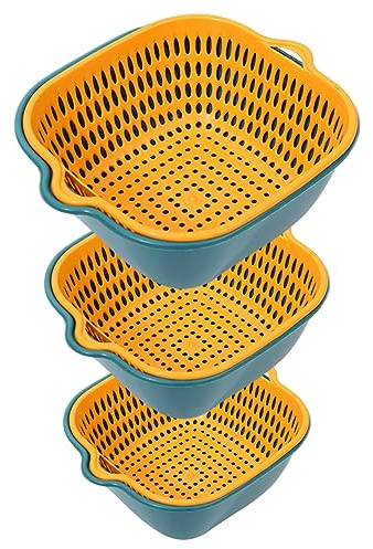 Generisch 6-teiliges Sieb-Set aus Kunststoff, doppellagig, Abflusskorb, Schüssel, Waschsieb, Gemüsespülen, Sieb und Waschen von Obst und Gemüse, Küchensieb-Set