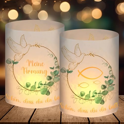 12 portavelas para decoración de mesa, diseño de Mi confirmación, color verde eucalipto, confirmación, para niños y niñas, regalos para invitados, para velas de té o velas