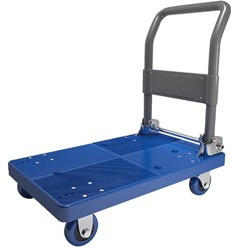 MINGYIHUI Plattformwagen Schwerlast-plattformwagen – Einhändig Klappbarer Plattformwagen Mit Leisen Rädern – Klappwagen Sackkarren(Size:90 * 60,Color:blau)