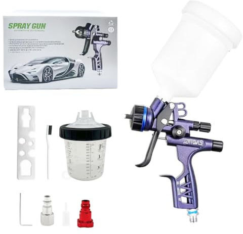 HVLP - Pistola a spruzzo per auto, a bassa pressione, ugello da 1,3 mm con capacità di 600 ml, pennello ad aria compressa (blu)