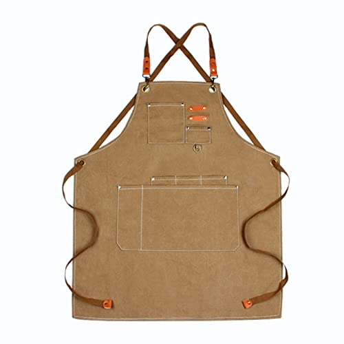 Arbeit Canvas Schürzen, Werkzeugschürze, robuste Arbeitsschürzen, Unisex, for Küche, Garten, Töpferei, Handwerkswerkstatt, Garage (Farbe: Blau, Größe: X-Large)(Color:Brown)