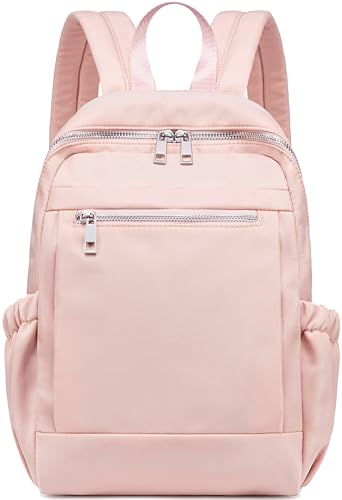 LOIDOU Mini Rucksack für Frauen Kleiner Rucksack Geldbörse Leichtgewicht Mädchen Casual Daypack Bookbag für College Schule Arbeit Reisen, Rosa(35cm)