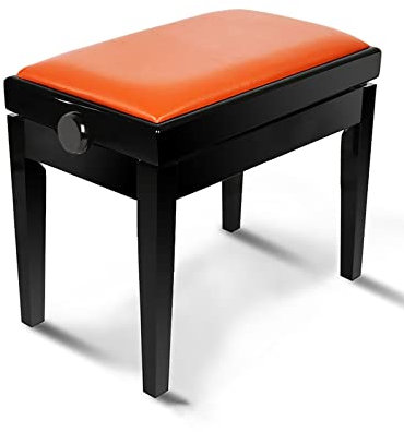 ASumPio Klavierhocker Aus Kunstleder, Höhenverstellbar, Klavierbank, Klavierhocker Aus Holz Mit Weichem Lederkissen, 55 X 33 X 46–56 cm, Mit Hydraulischem Hebesystem,