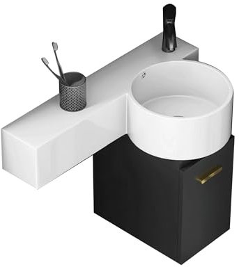 JOSIAHCQ Mueble Baño con Lavabo Conjunto Muebles de Baño Suspendido Lavabos Pequeños con Mueble con Grifo para Espacios Pequeños(Wit)