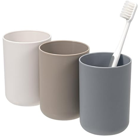 Set portaspazzolino da 3 pezzi, bicchiere per collutorio in plastica, porta spazzolini bagno,materiale per alimenti, grande capacità da 300 ml, porta dentifricio, bicchiere per spazzolino da denti
