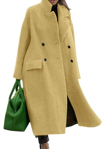 CHARTOU Women Oversized Long Winter Coats Warm Wool Blend Pea Trench Coat Overcoat