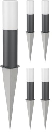 ledscom.de 5 lámparas de camino/farolas de bolardo GROPO con estaca para exterior y cubierta de cristal auténtico de primera calidad – resistentes a los rayos UV, no amarillean, IP44, 41 cm,
