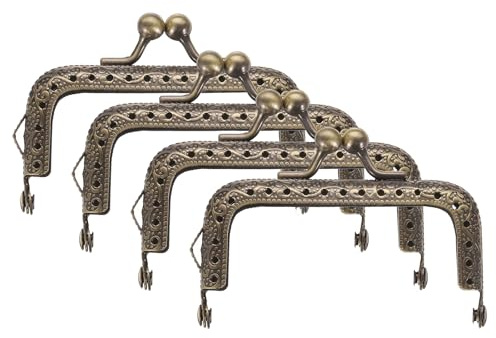 QUARKZMAN 4pcs Marco de Bolso de Metal, 7.5cm/3 Rectangular Retro Cierre de Beso Marco de Cierre Repujado para Bolso de Mano, Monedero, Reemplazos de Hardware de Marco (Bronce)