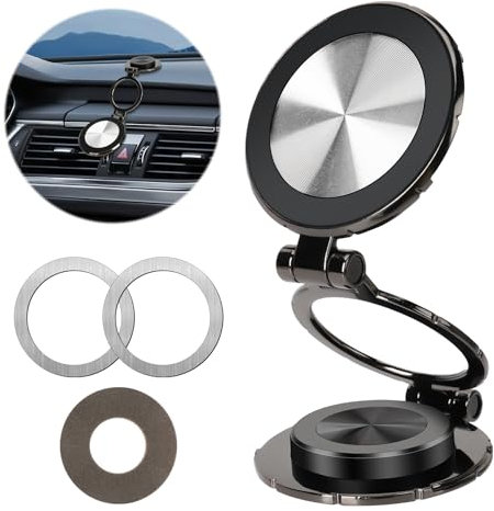 LURICO Porta Cellulare Auto Magnetico, Supporto Telefono Auto Pieghevole e Regolabile a 360° in Metallo – Compatibile con iPhone 16, 15, 14, 13, 12 e Samsung, Pixel, Oppo, Huawei