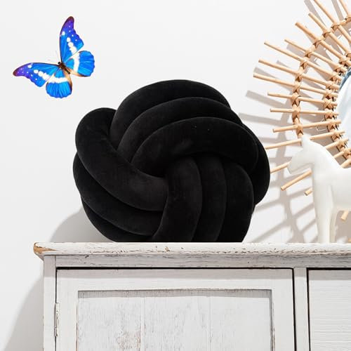 PromCaeruyn Knoten Kissen Knoten Ball Kissen ÄSthetik Deko Sofa Ballkissen Groß Flauschig Rund Zimmer Deko Clean Girl Handgewebt Knotenballkissen(R,28cm)