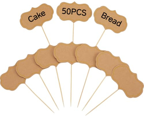 CREATCABIN 50 pz. Segnalibri Formaggi Taglieri Salumi Accessori Etichette Alimenti Etichette Buffet Bandiere Vuote Stuzzicadenti Cartelli Antipasti Marroni Decorazioni Cupcake Feste 9x6cm