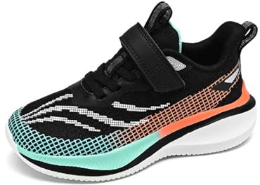 Zapatos para niñas Malla Transpirable multidireccional Suela Ligera y Doble Ajuste Malla Ligera Interior Cordones Elásticos y Cierre Ajustable Zapatillas de Gimnasia Tenis Zapatos de Correr Ligeros